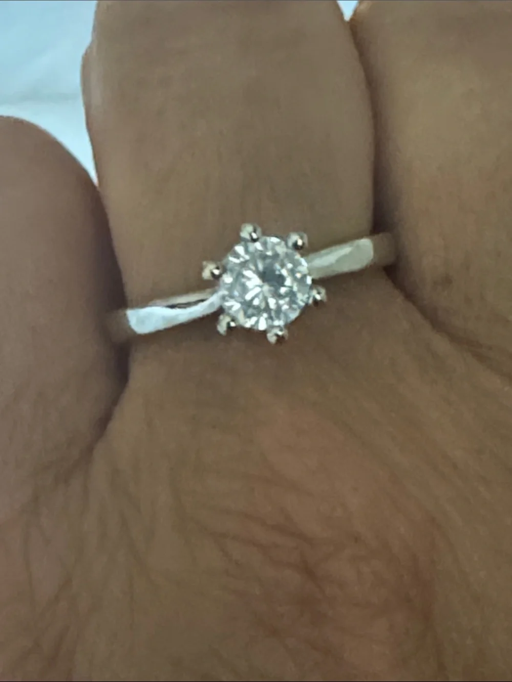 Classic Sterling Silver Solitaire Ring with Clear Stone